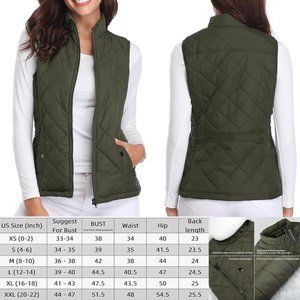Fuinloth Women's Quilted Vest - XL - Olive Green